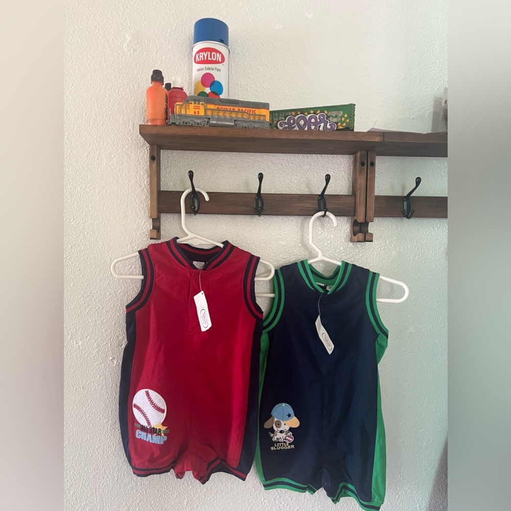NWT Infant Boys Talbot Kids Baseball Rompers (2) 12m